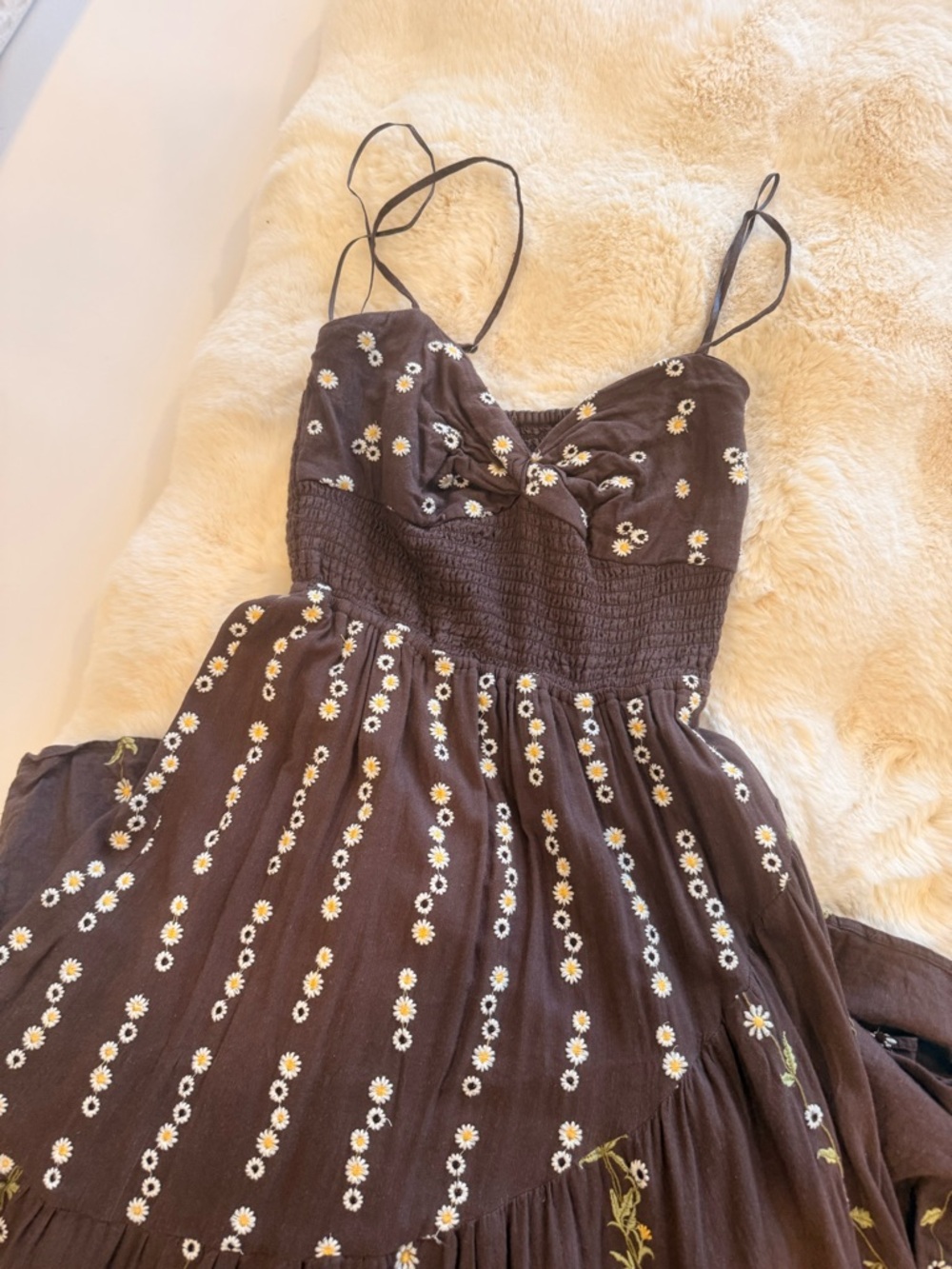 Free People Brown Floral Maxi Dress with Spaghetti Straps - Picture 2 of 3